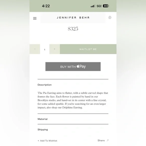 Jennifer Behr Pia Earring (sold out) - Picture 5 of 5